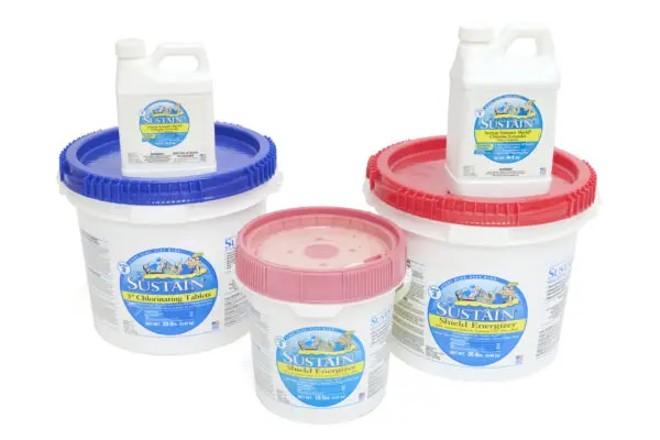 Kit Includes: Sustain Summer Shield Qt, Summer Shield 1/2 gal 3" 25 lb tabs and 10 lb & 35 lb Energizer tabs