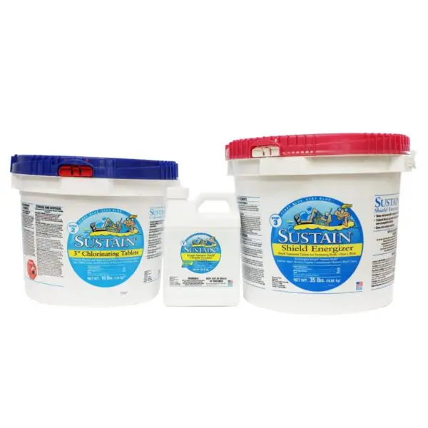 Kit Includes: Sustain Summer Shield 1/2 gal, 3" 16 lb tabs and 35 lb Energizer tabs