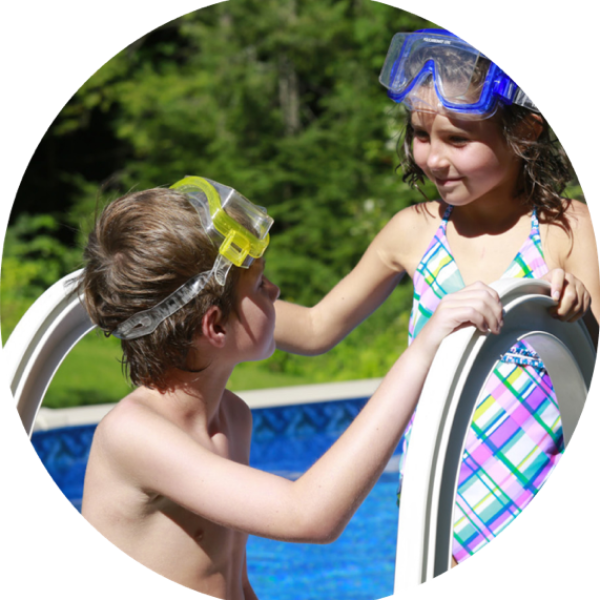 Kids enjoying above ground pool